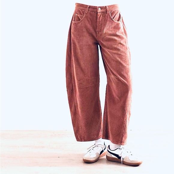 Free People Pants - Free People NWOT Women's Corduroy Barrel Leg Courdaroy Pants - Blush